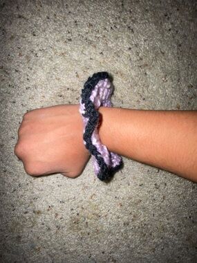 Purple and black scrunchie